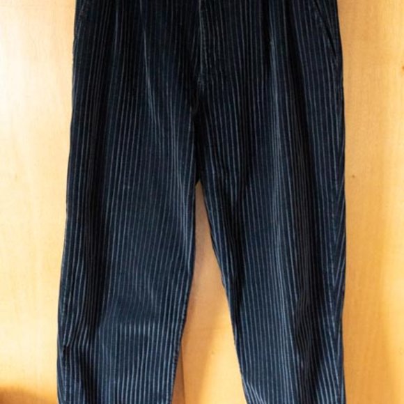 Y2K GodBody 100% PVC Focking Shiny Black Corduroy Velour HipHop Pants mens 38/30 - Picture 1 of 9